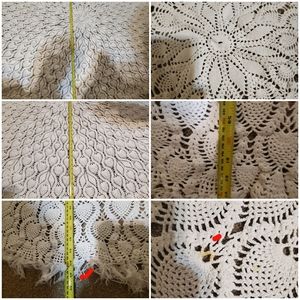 VINTAGE CROCHETED ROUND TABLE . ALL HAND CROCHETED